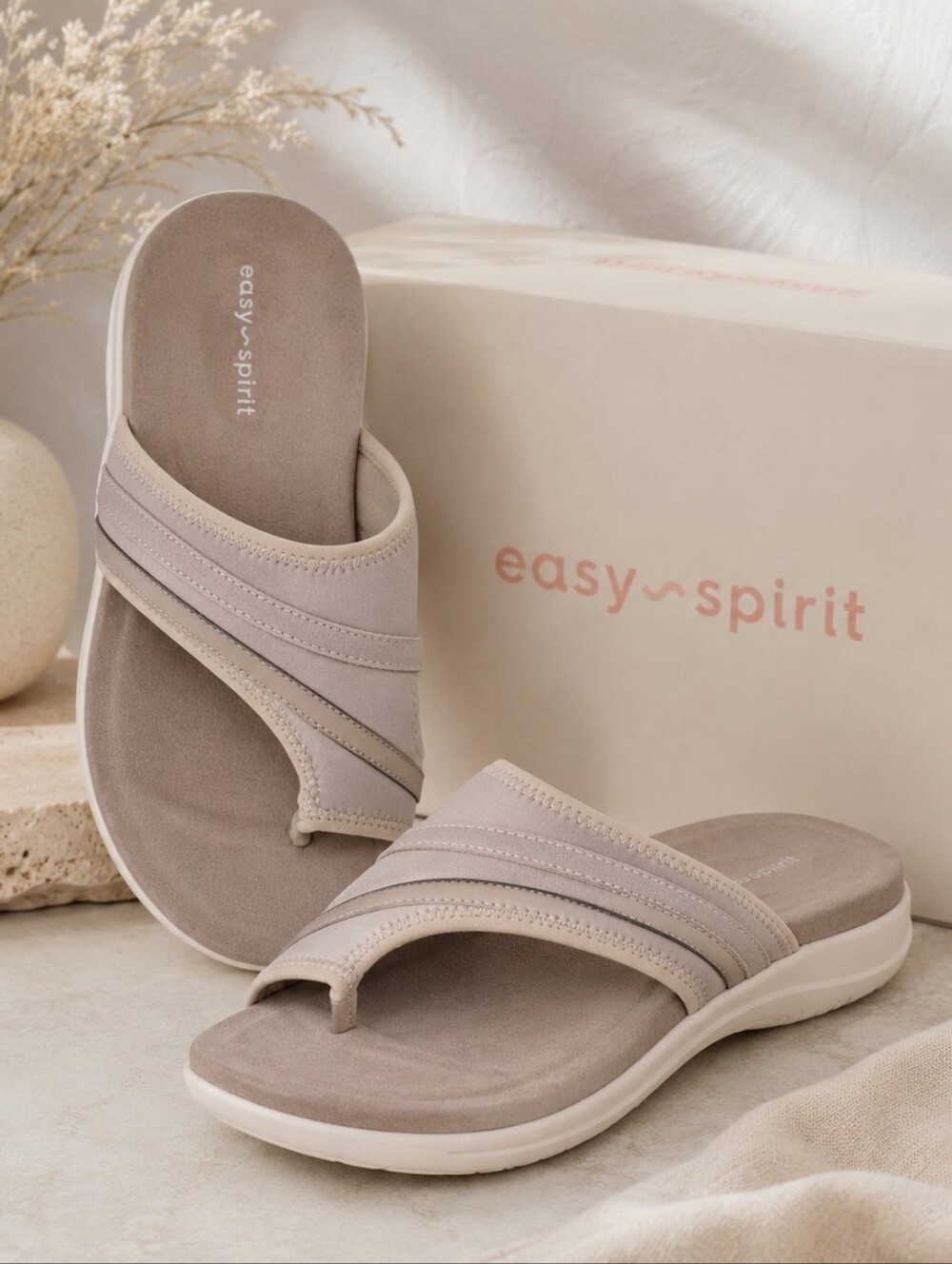 Easy Spirit Lola Slide Sandals Women's Size 6 M Khaki Comfort Cushioned NWT